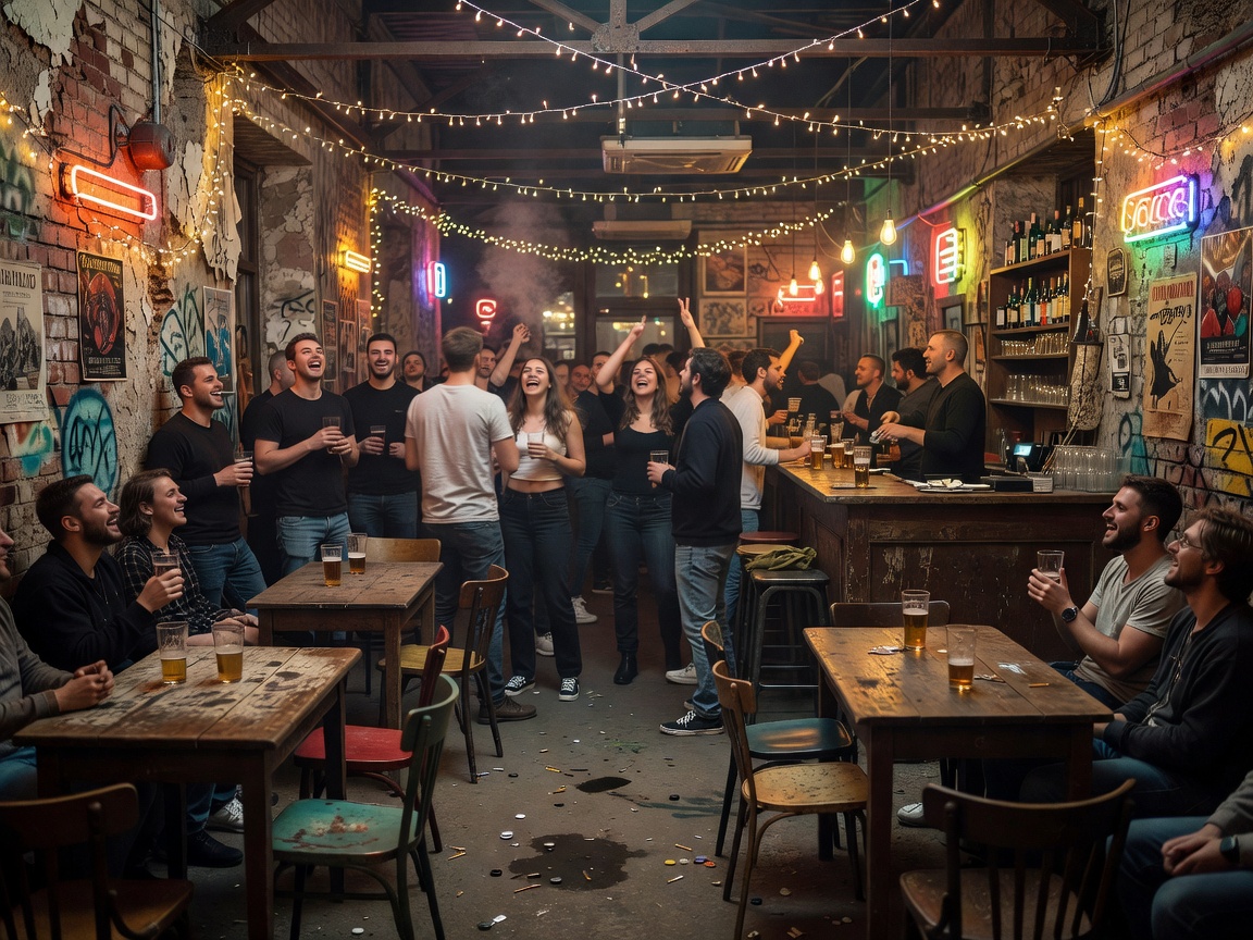 Budapest Ruin Bar Crawl Nighttime Street Scene